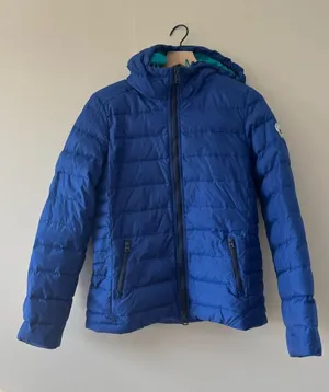 American Eagle 2012 Puffer Jacket Coat Large Blue Down Filler Zip Trendy Hooded thumbnail 1
