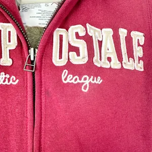 Aeropostale Vintage Y2K Faux Fur Lined Logo Full Zip Hoodie Size Small Maroon thumbnail 3