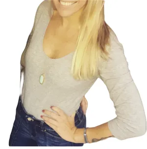 Heather Grey Basic Tee 3/4 Sleeve Bodysuit thumbnail 1