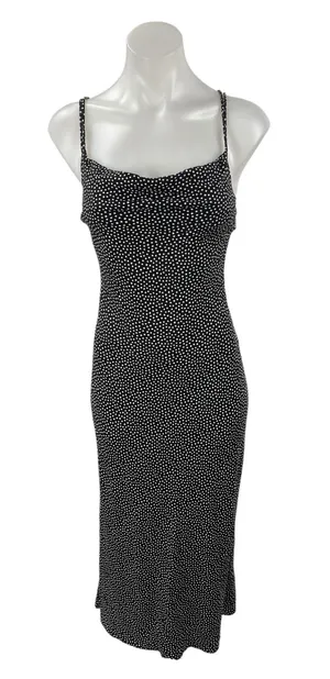 Zara Black Polka Dots Sleeveless Strappy Cowl Neck Cami Slip Maxi Dress Size S thumbnail 1