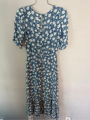 Reformation Nantes Midi Dress Blue Floral Mari Print 4 thumbnail 3