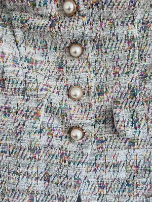 Coquette Tweed Corset Top Pearl Buttons Strapless Medium thumbnail 2