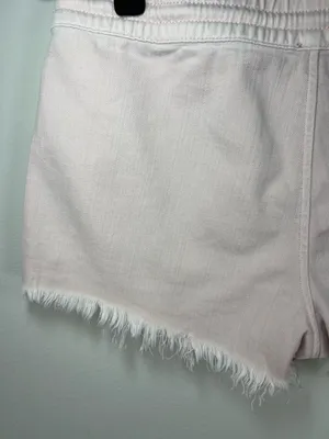 Aerie Pull-On Raw Hem Shorts Pale Pink Pockets Beachy Coastal Vacation Sz Medium thumbnail 9