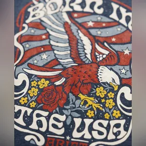 Ariat Woman’s Boyfriend Soft Heathered Blue Born in the USA Eagle Graphic Tee thumbnail 6