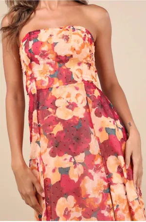Strapless Floral Dress thumbnail 2