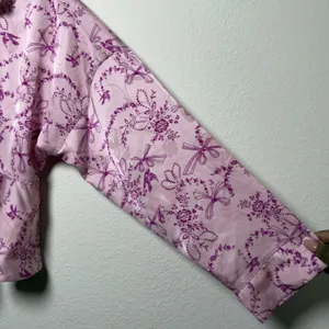 Free People Women PJ Set M Pink Beauty Sleep‎ Blushing Combo Bow Floral Peplum thumbnail 7