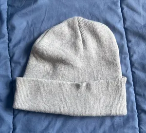 Gray Acrylic Knit Beanie Hat Unisex One Size Stretch Solid Casual Winter Fall thumbnail 1