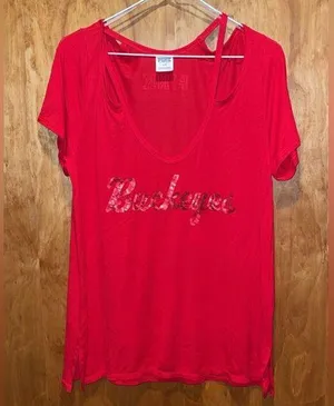 PINK vs Bling Ohio State Buckeyes Shirt Red Size M thumbnail 1