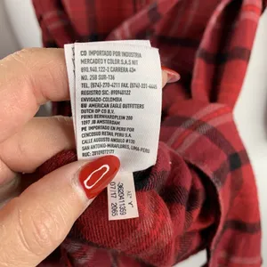 American Eagle Size XS Shirt Dress Red Flannel Plaid Button Front Long Sleeve thumbnail 8
