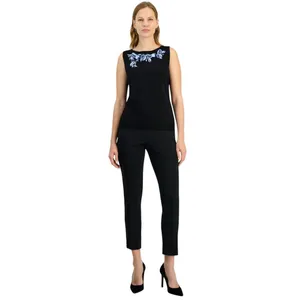 Kasper Womens Sleeveless Embroidered Sleeveless Top 10924833 Black XS thumbnail 8