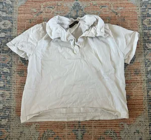 Brandy Melville White Button-Up Crop Top thumbnail 1