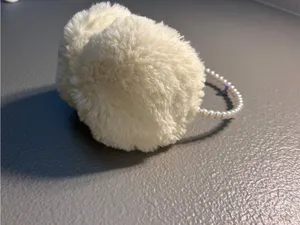 Unbranded Faux Fur Pearl Earmuffs Cream White Headband Ear Warmers Adult thumbnail 2