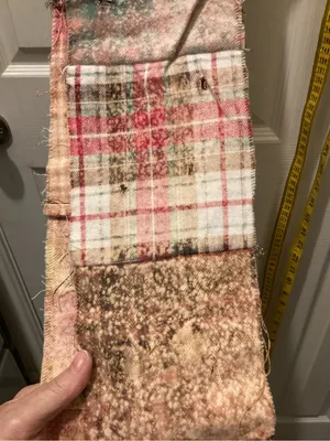 Plaid Patchwork Fringe Scarf in Red, Blue & Brown Red thumbnail 6