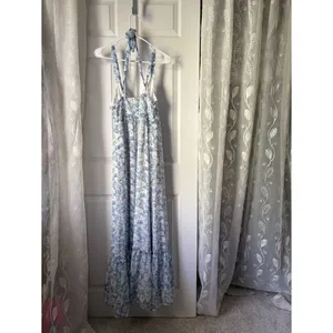 Lulus My Love Story Floral Print Tie-Back Maxi Dress side zipper size S thumbnail 6