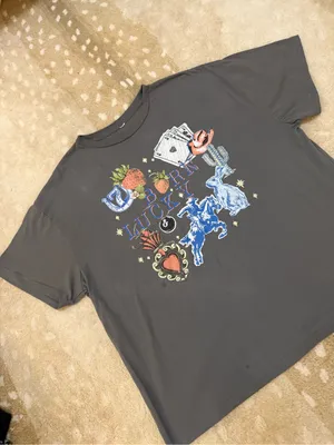 Five Below Born Lucky Graphic Tee Dark Gray Western Cowboy Lucky Charm thumbnail 4