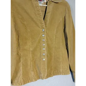 Vtg Y2K Live A Little Corduroy Beige Jacket Gilmore Girls Phoebe Sz M thumbnail 2