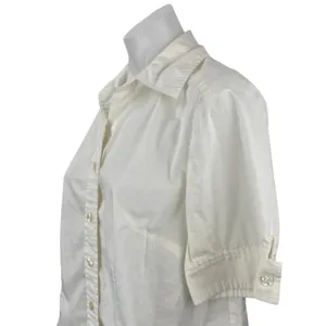 Ann Taylor LOFT Maternity White Collared Short Sleeve Button Down Shirt Top Sz M thumbnail 4