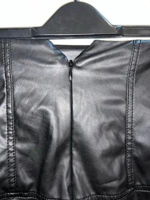 DKNY Black Faux Leather Pencil Skirt medium thumbnail 4