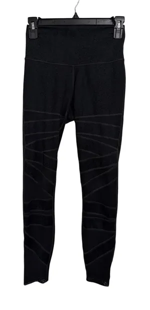 Lululemon High Rise Mesh Strappy Leggings Black Snakeskin Embossed Womens 4‎ thumbnail 1