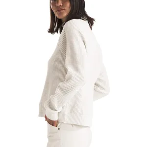 The North Face Mock Neck Chabot Waffle Knit Pullover Women's Small White Granola thumbnail 3