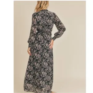 NWT Lush Long Sleeve Floral Maxi with Side Cut Out thumbnail 5