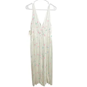 NWT Vintage 90s Gilead Cottagecore Dainty Floral‎ White Maxi Dress Babydoll M thumbnail 5