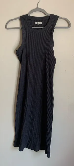 Madewell Black Ribbed Midi Tank Dress Body Con Heathered Grey Women Size Small thumbnail 1