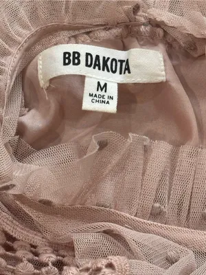 BB Dakota Roslyn Swiss Dot Victorian Blouse Champagne Pink Blush Shirt Medium thumbnail 7