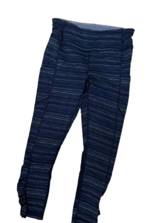 Lululemon Pace Rival Crop leggings in the Cyber Stripe Naval Blue Black Size 8 thumbnail 1
