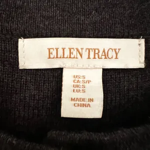 Ellen‎ Tracy Wool Cardigan Sweater Women's Small Charcoal Career Classic Preppy thumbnail 5