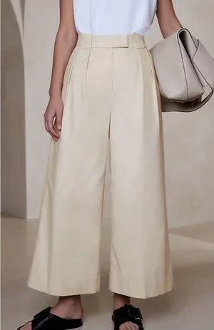 Banana Republic Cruise Cropped Wide Leg Pants Cream NWT 10 thumbnail 1