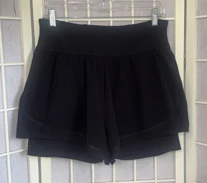 Spanx Black Athletic Running Gym Flowy‎ Short w/ Slimming Bike Shorts Size Large thumbnail 1