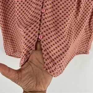 DR2 Womens Pink Geometric Floral Patterned Lightweight Woven Button Front Blouse thumbnail 5