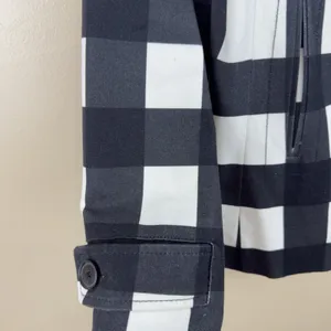 Banana Republic Women’s Plaid Black White Double-Breasted Pea coat Office Size S thumbnail 5