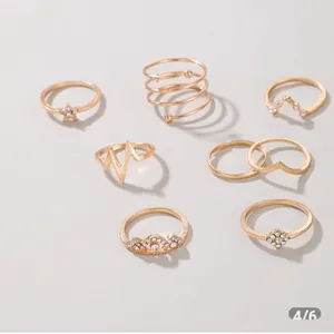 Boutique Gold Rhinestone Stacking Midi Finger Multi Size 8pc Ring‎ Set NEW thumbnail 6