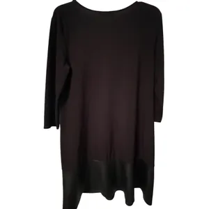 Annalee + Hope Black Faux Leather Trim Shift‎ Dress 3/4 Sleeve Large Made in USA thumbnail 4