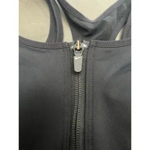 Nike Dri-Fit Sports Bra Women’s Sz S Racerback Zip Up Padded Compression Black thumbnail 2