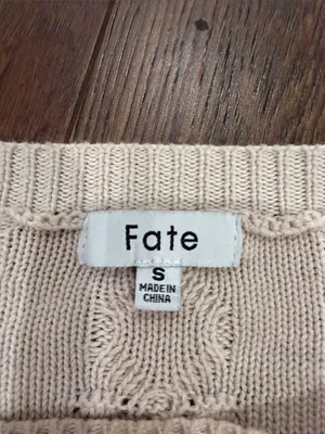 Fate Cropped Cable Knit Sweater & Tank Set in Beige Size Small - C27-183 thumbnail 2