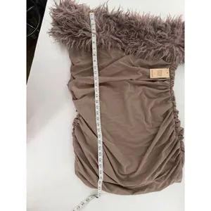 PrettyLittleThing Plus Taupe Faux Shearling Bardot Ruched Mini Dress 26 NWT Club thumbnail 8