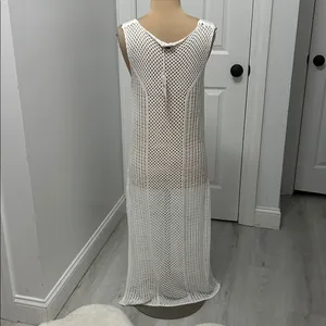 Zara White Crochet Cover Up Maxi Dress thumbnail 2