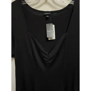 Torrid L 12 Black Sweetheart Rib Knit Fit Flare Dress Pockets NWT thumbnail 13