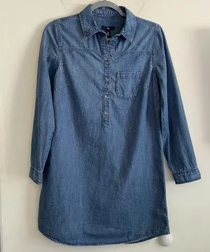 Gap Denim tunic dress quarter button up size XS thumbnail 1