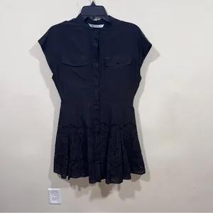 Zara Compare MINI DRESS M black EUC Black Mini Dress Eyelet Detail thumbnail 8