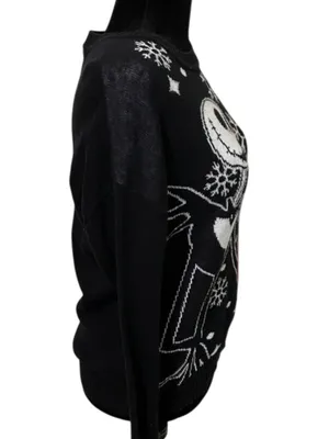 Disney Nightmare Before Christmas Jack Sally Sweater Unisex Medium Black Knit thumbnail 6