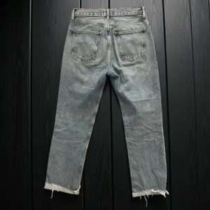 AGOLDE High Rise Straight Leg Jeans Light Wash Raw Frayed Hem Women's size 28 thumbnail 2