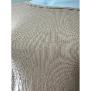 Trouvé Womens Ribbed Knit Bodysuit Long Sleeve‎ Off Shoulder Beige Size S thumbnail 2