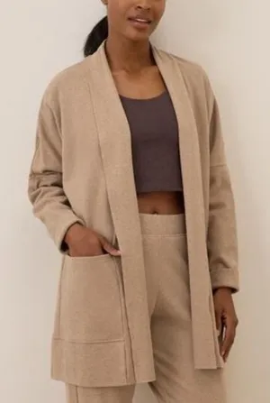 Pact Organic Cotton Airplane Wrap Open Cardigan Sesame Heather XS/S thumbnail 1