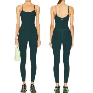 BEYOND YOGA Spacedye Uplevel Midi Jumpsuit Size Small Lunar Teal Heather thumbnail 2