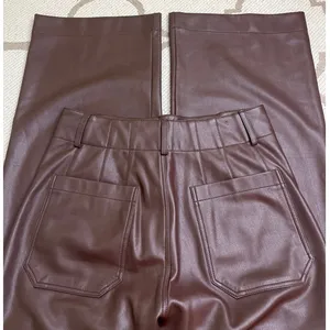 Maeve Anthropologie Colette Faux Leather Wide Leg Pants Dark Brown Size 28 thumbnail 13