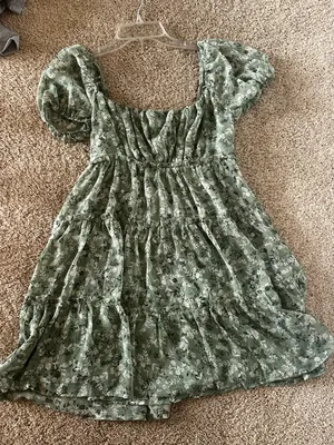 Francesca's Green Floral Print Dress thumbnail 1